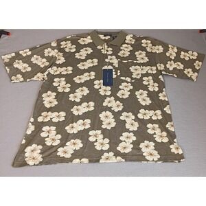 Vtg WinnerMate Polo Shirt Mens XL Pocket Poly Cotton, Hawaiian Tropical Vacation